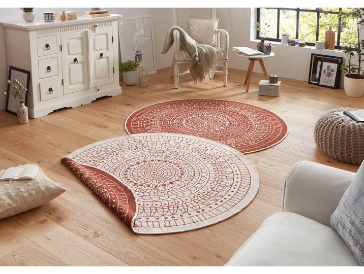 Tapis intérieur & extérieur Porto Rouge/Terre cuite Polypropylène Ø 100cm