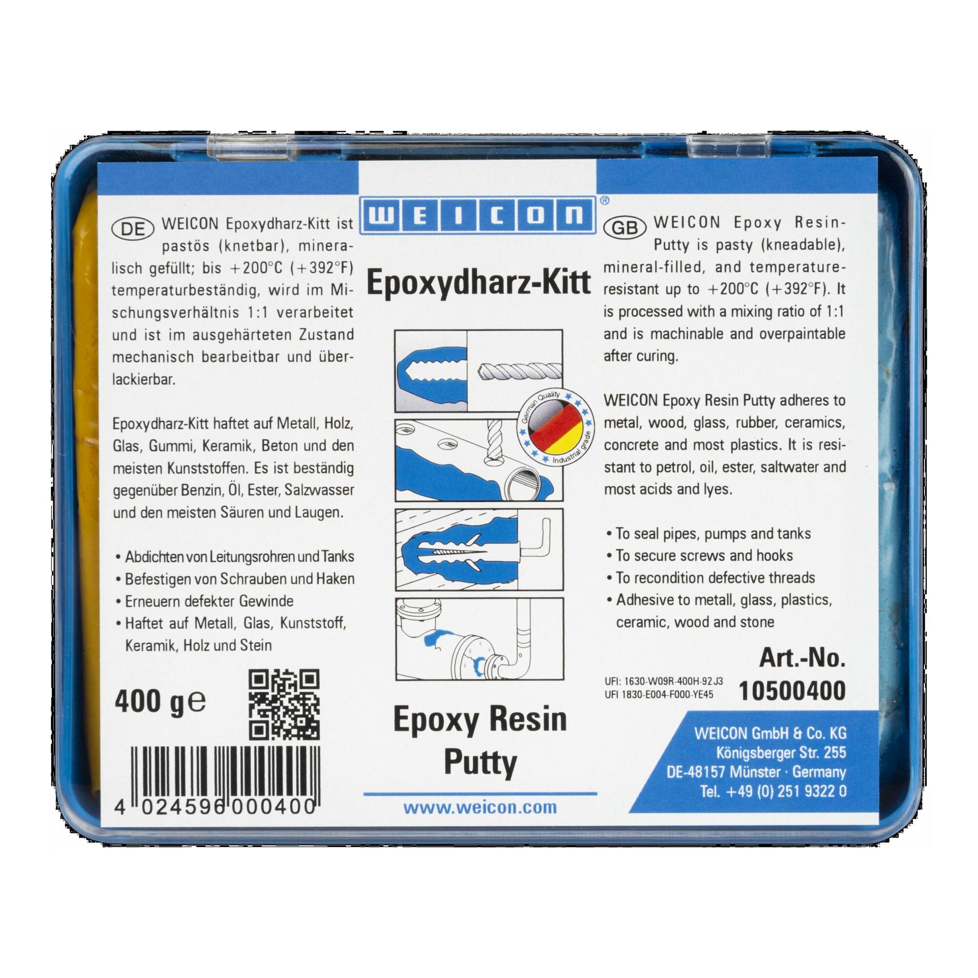 WEICON Epoxidharz-Kitt, knetbare Universal-Reparaturmasse, 0,4 kg, grün (10500400)