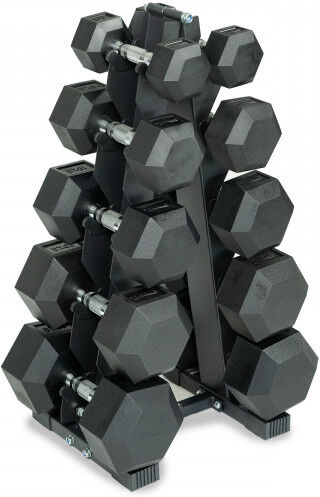 Taurus 5 Pair Hex Dumbbell Set with Rack (5-25kg)