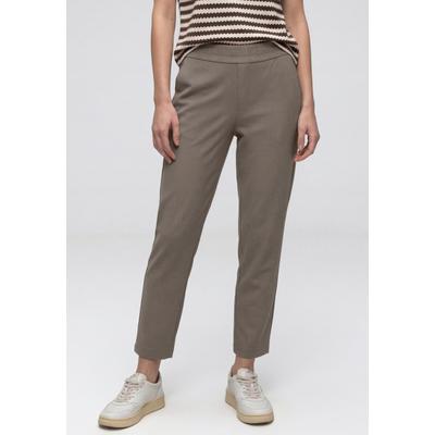 Stoffhose STREET ONE, Damen, Gr. 46, Länge 28, braun (schwarz tumbled beige), Stoff, 95% Viskose, 5% Elasthan, unifarben, loose fit knöchelfrei, Hosen Stoffhose, Middle Waist