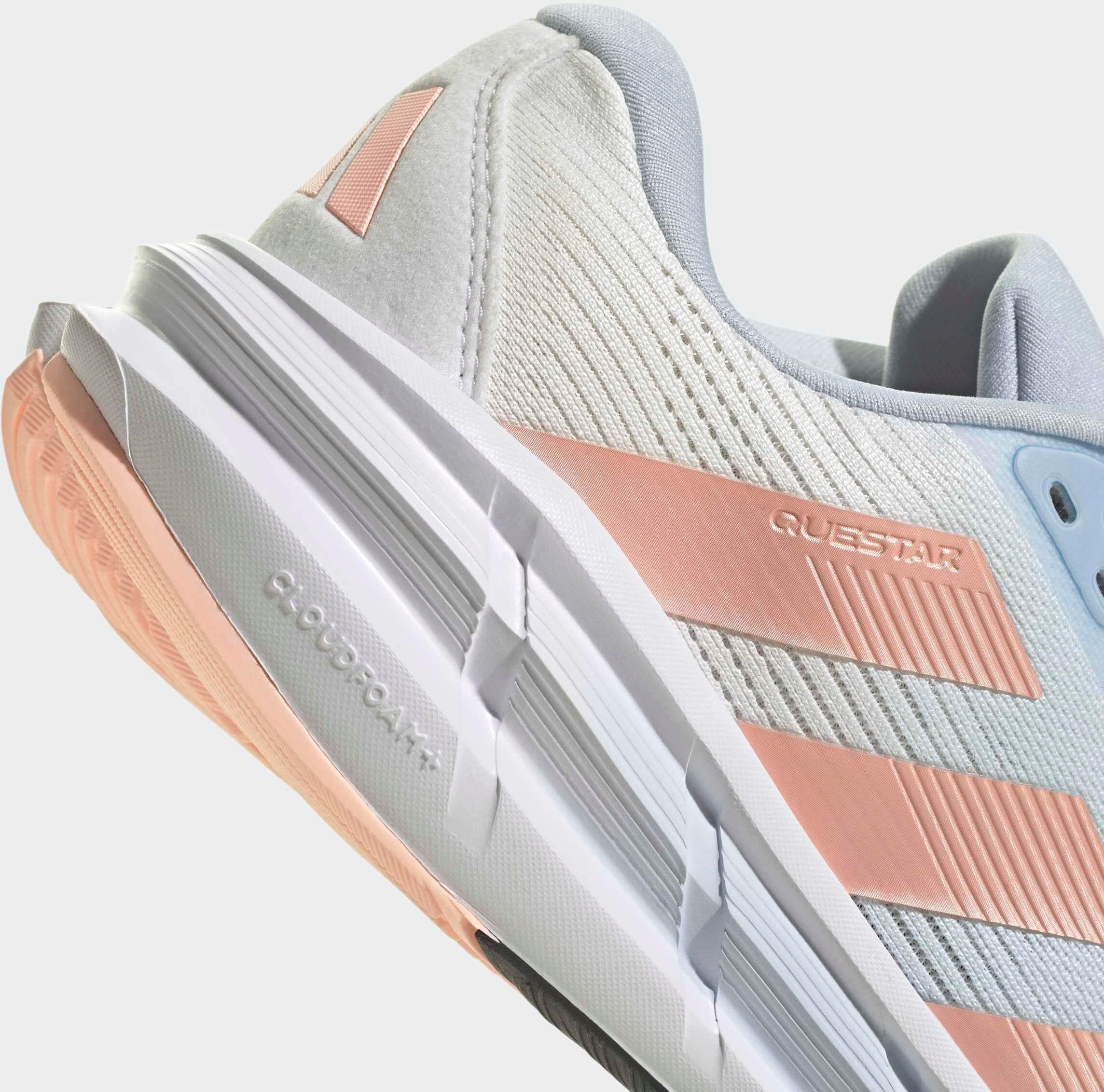 Laufschuh ADIDAS PERFORMANCE "QUESTAR 3", Damen, Gr. 40, crystal sky, clear orange, halo blau, Synthetik, Textil, Schuhe Laufschuh crystal sky, clear orange, halo blau 40