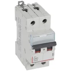 Legrand 409455 DX3 Leitungsschutzschalter D-Charakteristik, 40A, 2-polig, 10kA, 400VAC, 2TE