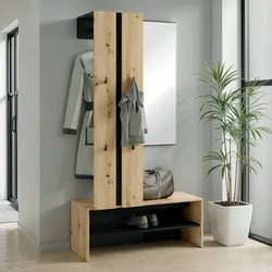 Garderoben Set Dielenmöbel Set in Wildeichefarben mit Ablage für Schuhe (zweiteilig)