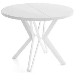 ESSTISCH Austin runder ausziehbarer, Weiß 120-200/100/76 cm