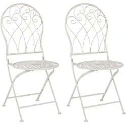 GARTENSTUHL 2er-Set Metall cremeweiß Stiffe