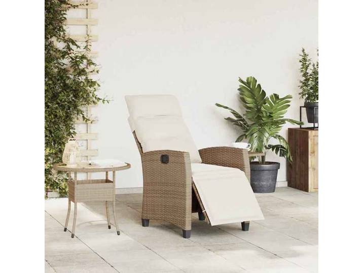 Promotion mars  * Chaise de jardin - YUYUE - Meuble d'extérieur - inclinable et table d'appoint beige polyrotin_5598411