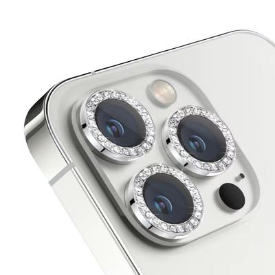 MobileKing Linsenschutz Glitzer-Ringe in silber für iPhone 15 - 9H Glas - MBK166