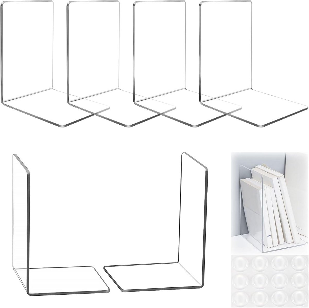Set van 6 transparante acryl boekensteunen voor je boekenplank