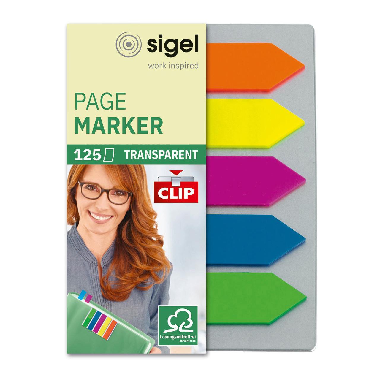 SIGEL Haftmarker Pfeile mit Clip Haftmarker farbsortiert 5x 25 Streifen