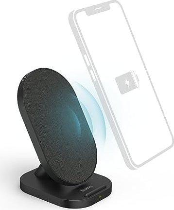 Hama 00201685 Wireless Charger QI-FC10S-Fab, 10 W, kabellose Smartphone-Ladestation, SW