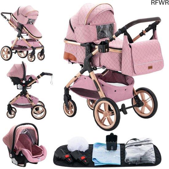 Drei-in-eins-Kindwagen für Babys - Faltschubleigepäckwagen mit bequemem Auto-Stuhl