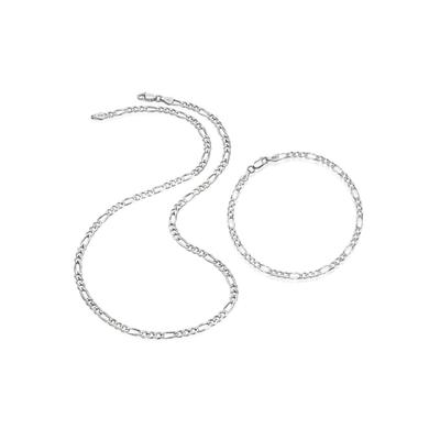 Schmuckset FIRETTI "Multipack Schmuck Geschenk Silber 925 Halskette Armkette Figarokette" Gr. 45, silber (silberfarben), Schmuck_Sets, Damen, 45, Silber 925 (Sterlingsilber), Schmuckset