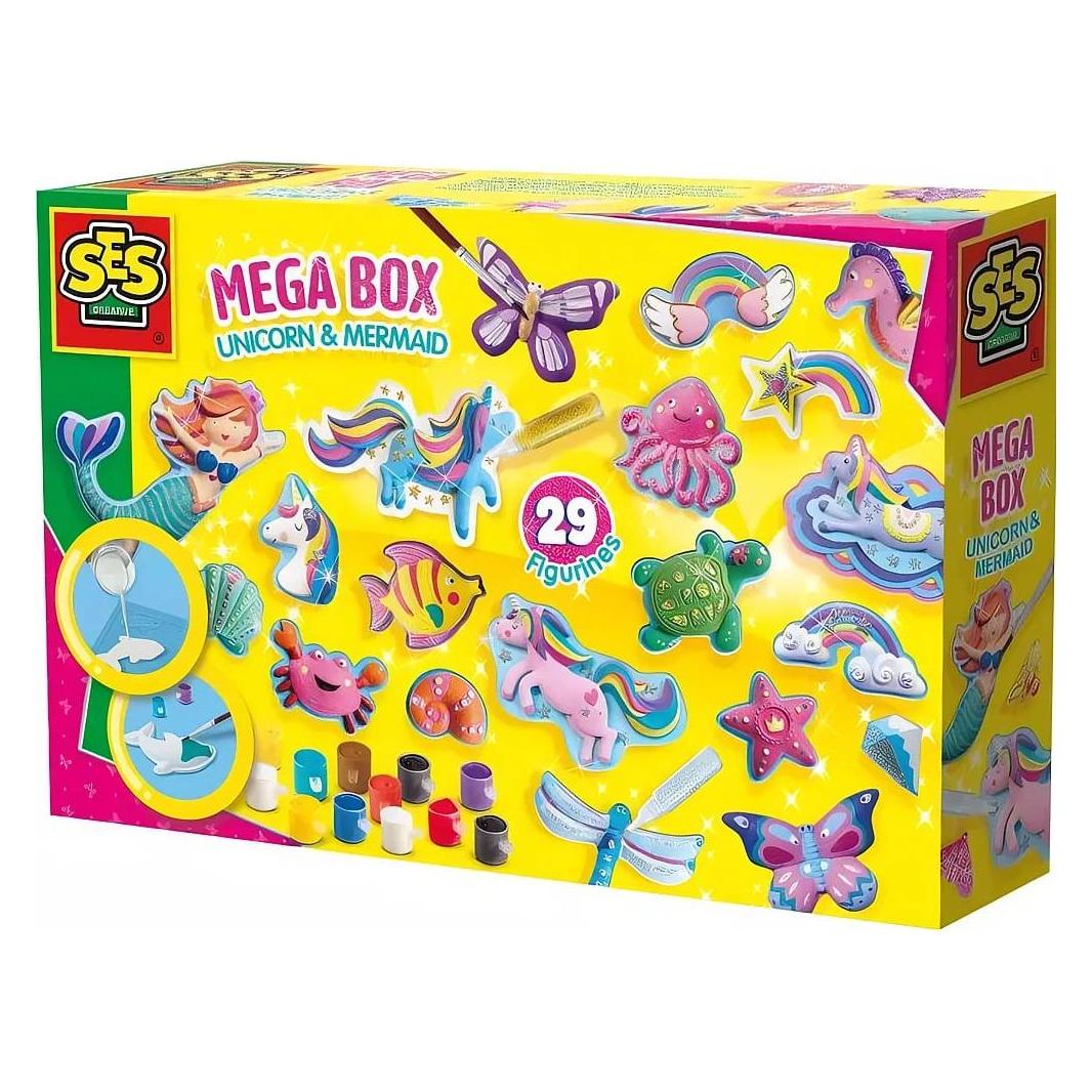 Ses Creative - Gieβen und anmalen - Mega Box Unicorn und Meerjungfrau - Bastelset für Kinder - Einhö (S01343)