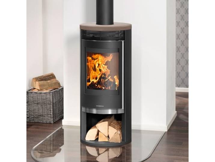 Oranier 5793 32 Rota 2.0 Kaminofen Stahl Schwarz mit Abdeckplatte Keramik Grappa/A+