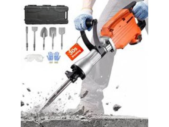 VEVOR Hochleistungs-Betonbrecher Abbruchhammer 2200 W, Elektroabbruchhammer, Bohrhammer Betonhammer Stemmhammer 1400 BPM, inkl. 6 Meißel Spitzmeißel, Flachmeißel, Schabemeißel für Schiefer, Beton usw.
