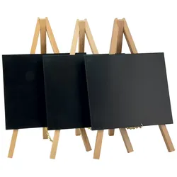 Securit® 3er-Set Mini-Tafeln auf Staffeleien – Holz Buche-Lack-Finish