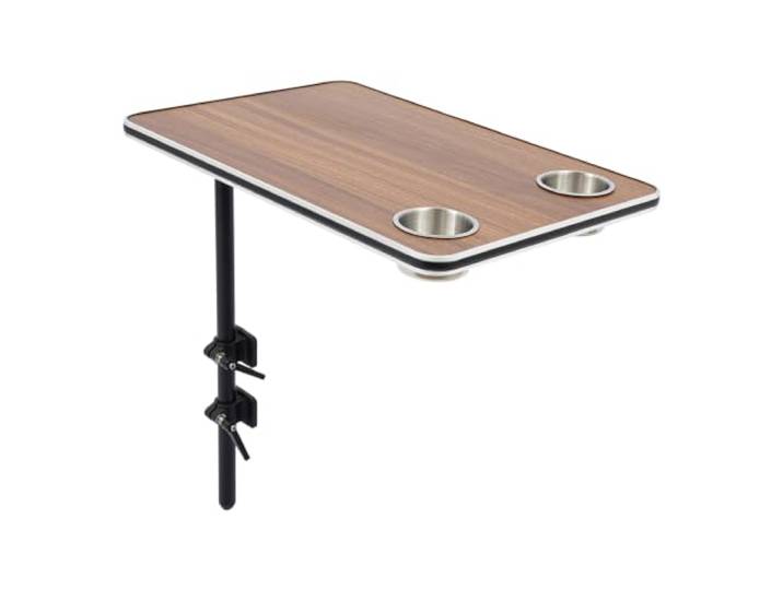 Steeviuzj Wohnmobil Drehtisch, Pappelholz Drehbares Tischplatte, 60 x 40 cm Tischsystem mit verstellbarem Sockel, RV Falttisch mit Getränkehaltern für Wohnmobil, Wohnmobil, Van, Wohnwagen, Boot