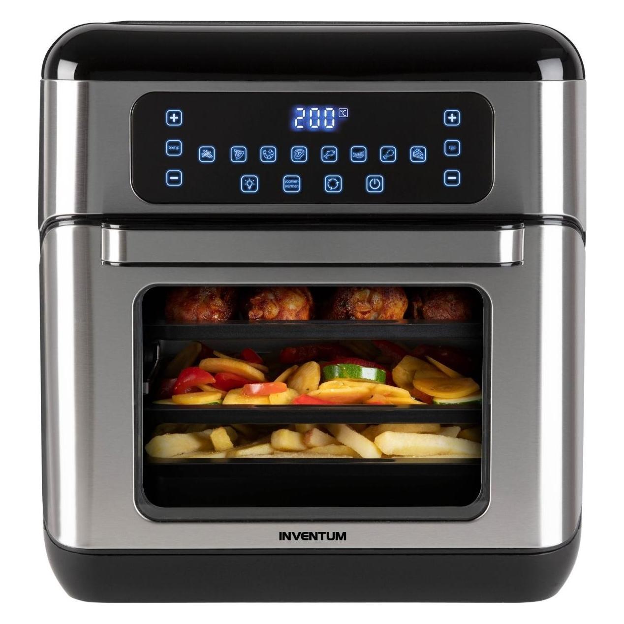 Inventum GF1200HLD - Airfryer oven - Heteluchtfriteuse met roterende mand - Inhoud 12 liter - Zwart/RVS (12 l) (GF1200HLD)