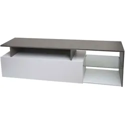 TV-Rack HWC-L35, Lowboard Fernsehtisch Sideboard TV-Schrank Kommode, Holz 47x170x40cm Staufach, Beton-Optik weiß