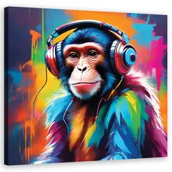 WANDBILD monkey dj farbe