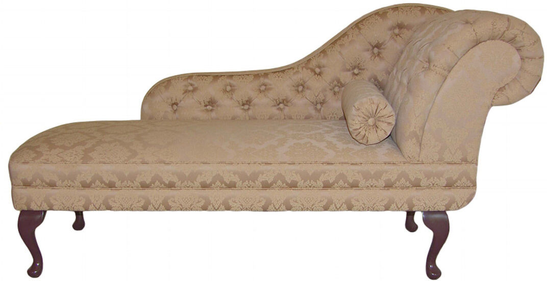 Fleur De Lis Living Neveu Upholstered Chaise Lounge Cream/Morello Wheat Pattern 83cm H X 158cm W X 57cm L