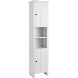 Home Nature Wohnkonzept Badezimmerschrank Weiß 2-türig – Hochschrank für Bad Stauraum, kompakt und modern