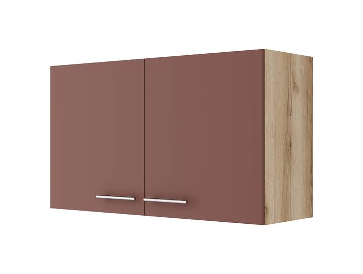 Armoire suspendue 100cm Rouge/Rouge rouille/Imitation chêne sauvage