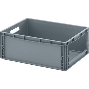 AUER Eurobox SLK 64/22, grau, mit Entnahmeöffnung, offene Griffe, 60 x 40 x 22cm