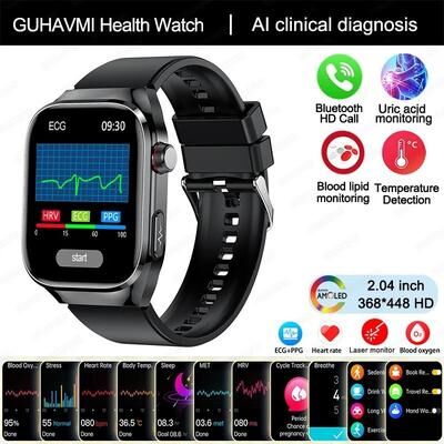 Uplifted Finds 2025 Uric Acid & Blood Fat Smartwatch   ECG+PPG Laser Health Care   Executive Metabolic Monitoring Suite black