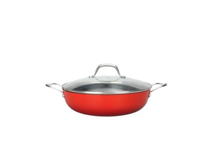 LAGUIOLE, leichte Schmorpfanne aus Gusseisen, 28 x 8,2 cm – hervorragende Wärmespeicherung, antihaftbeschichtet, elegantes Design, alle Wärmequellen, Induktion, 100% Gusseisen, 3,5 l, rot