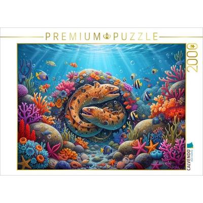 CALVENDO Puzzle Muränen zwischen Korallenfischen und bunten Korallen | 2000 Teile Lege-Größe 90x67cm Foto-Puzzle für glückliche Stunden