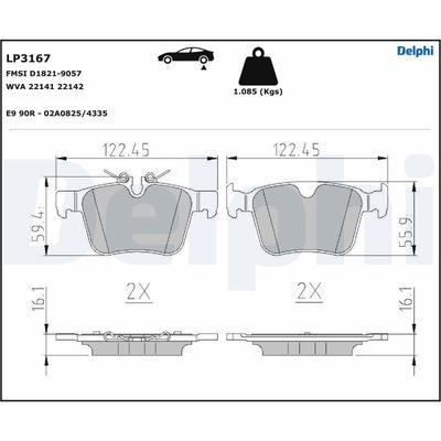 DELPHI Bremsbelagsatz, Scheibenbremse lp3167 für Volvo ASIA JAGUAR LAND ROVER