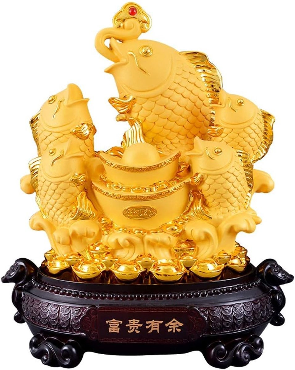 Goud Boeddhabeeld Goudvis Feng Shui Decoratie voor op Tafel