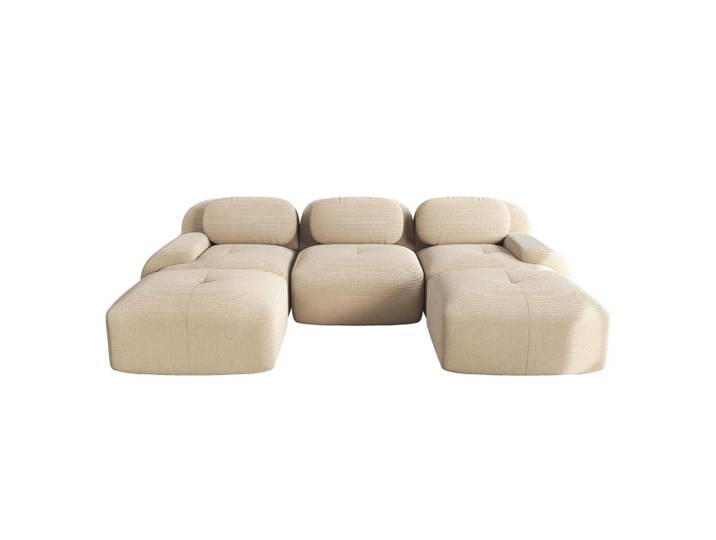 Canapé d'angle modulaire en velours côtelé beige