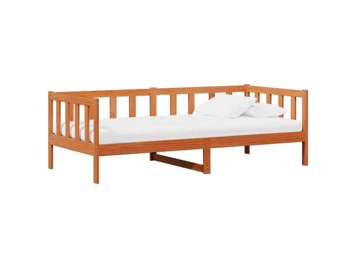 vidaXL Tag-Bett mit Kopfteil Wachsbraun und Weiß 90 x 200 cm
