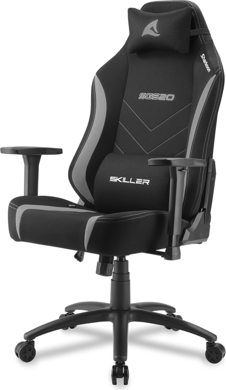Sharkoon SKILLER SGS20 Fabric, Gepolsterter Sitz, Gepolsterte Rückenlehne, Schwarz, Grau, Schwarz, Grau, Stoff, Schaum, Stoff, Schaum