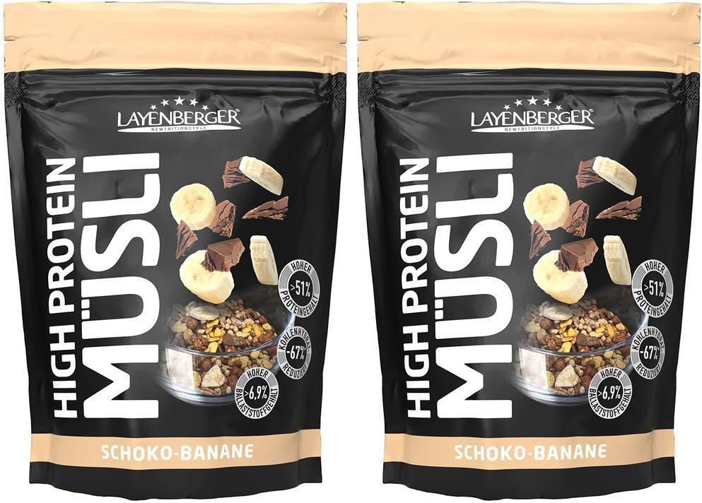 Layenberger High Protein Müsli Schoko-Banane 2x 2x390 g