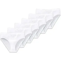 SCHIESSER Damen Tai-Slips, 6er Pack - "Cotton Essentials", Tai Pants, Baumwolle, Größe L in Weiß Weiß