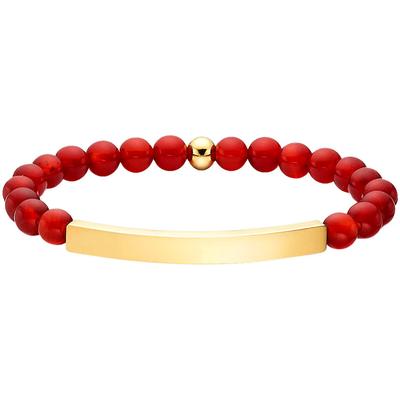 Armband "Schmuck Geschenk flexibles Armband", rot (gelbgolfarben, rot, rot), ANISTON JEWELRY & WATCHES, Armbänder, Damen, 15,5cm, Edelstahl, Armband, mit Aventurin oder Türkis-Imitat