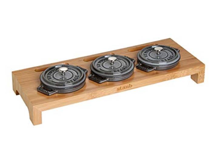 STAUB Présentoir pour 3 Mini Cocottes\, Bambou\, 42 x 16 cm