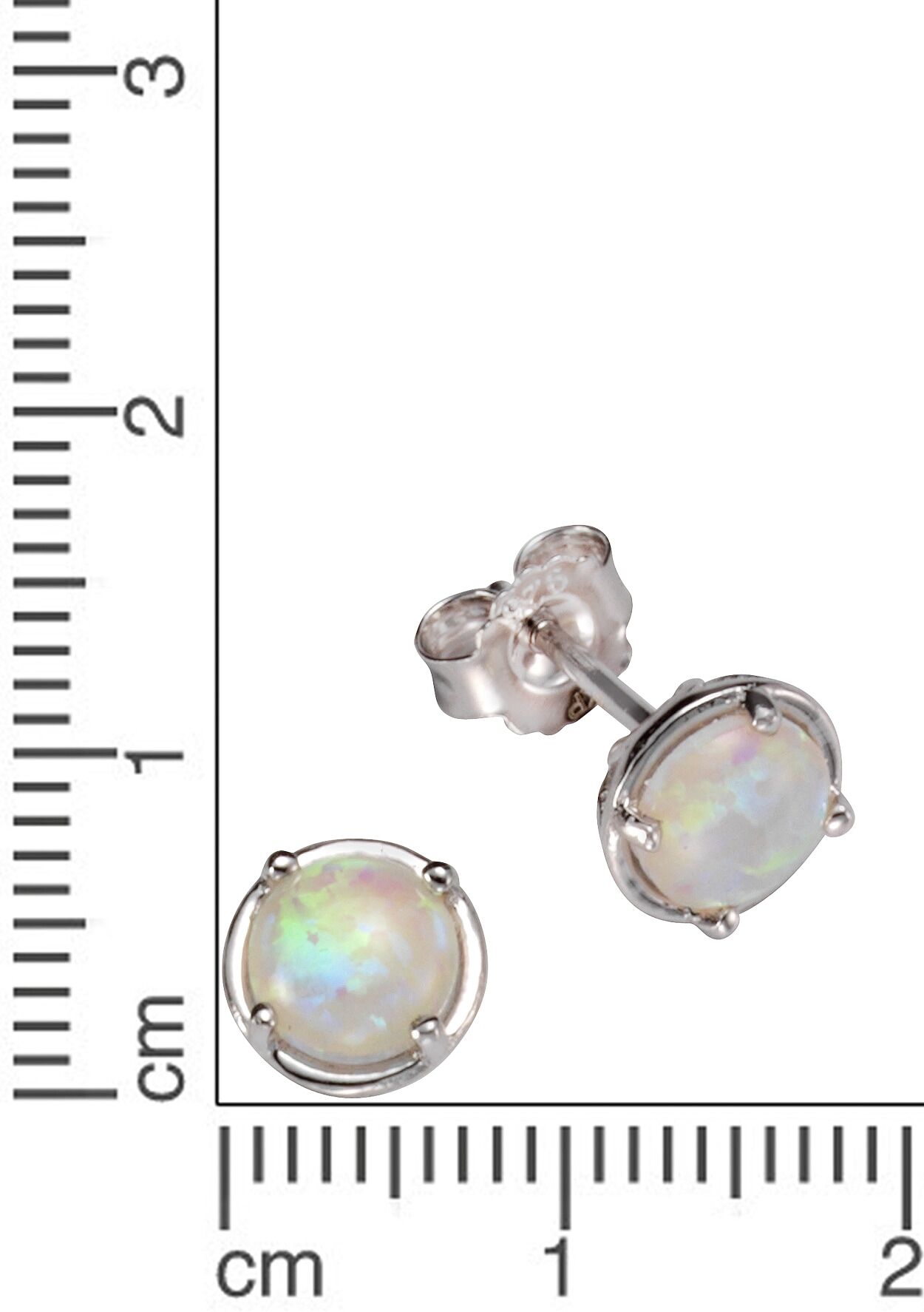 Paar Ohrstecker FIRETTI "Schmuck Geschenk Silber 925 Ohrschmuck Edelstein Opal", bunt (silberfarben, weiß, weiß), Ohrringe, Damen, 7,5mm, Silber 925 (Sterlingsilber), Paar Ohrstecker, mit Opal (synth.)