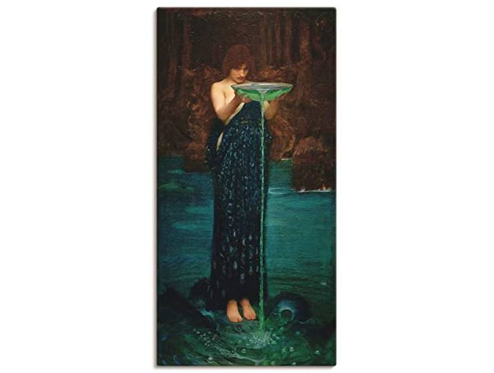 ARTLAND Wanddeko Leinwand Bilder Wandbild 30x60 cm Frau See Schale Wasser Gift Ovid Circe Invidiosa Realismus John William Waterhouse B4FO