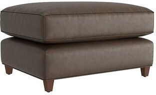 Juliana Leather Ottoman - Taupe Leather, Taupe Sierra - Ballard Designs