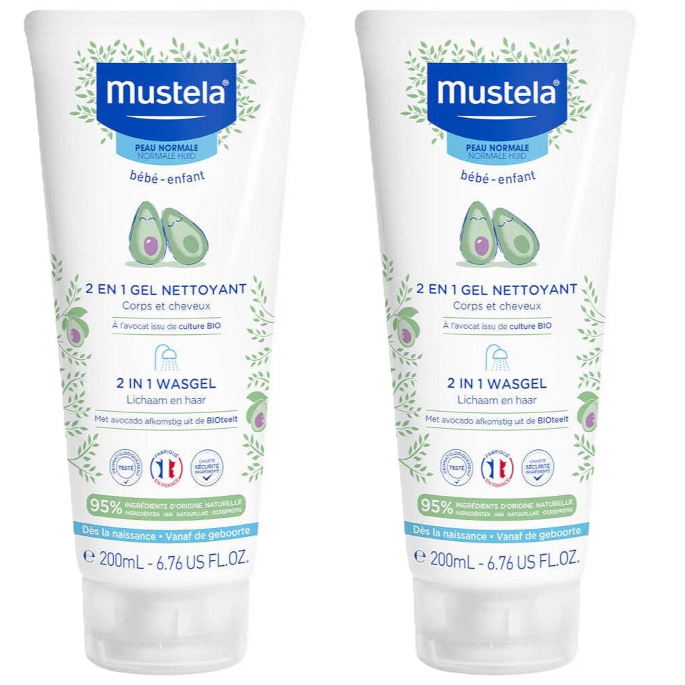 Mustela Baby 2-in-1 Wasgel Lichaam en Haar x2 2x200 ml Waschgel