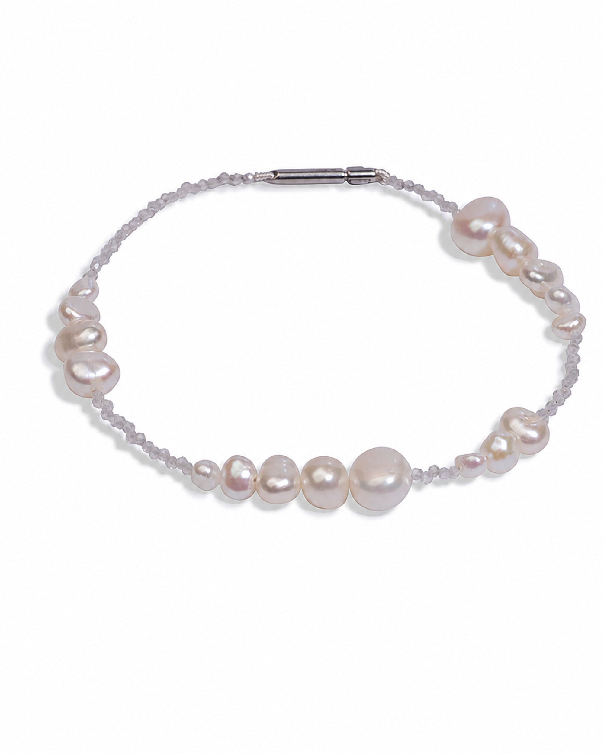 Perlenarmband DI PERLE, weiß, Armbänder, Damen, diperle_18,5, Edelstahl Perlen, Edelstahl, Perlen, Perlenarmband