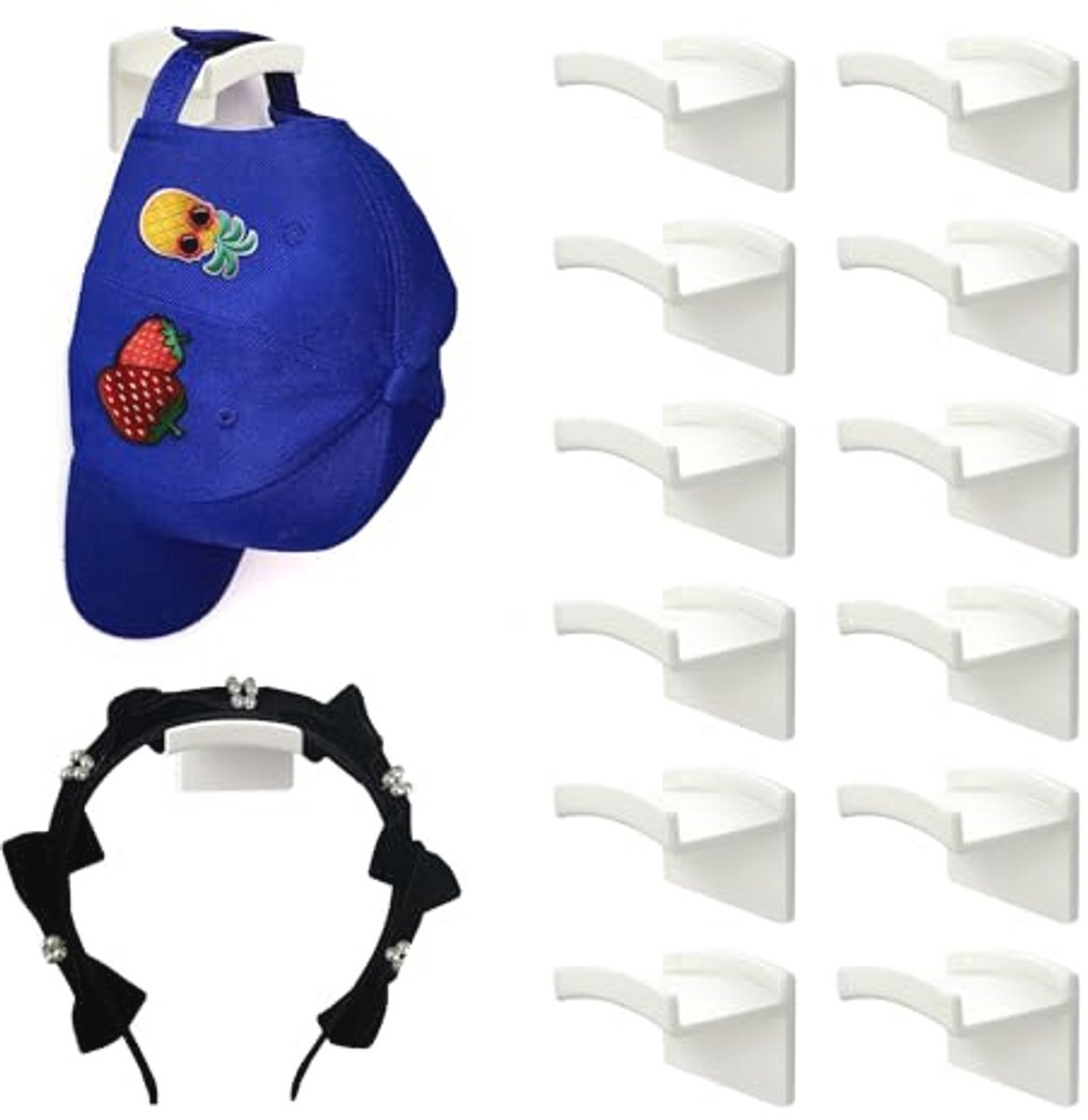 Merkloos Muur Hoedenrek 14-pack - Zelfklevende Hoedhaken voor Organisatie en Decoratie