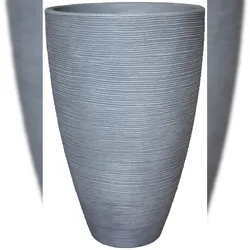 Geli Pflanztopf Rillenstruktur rund Kunststoff H 60 cm grau