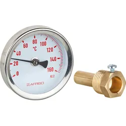Bimetall-Thermometer Solar BiTh 63 0/160°C 45 mm 1/2" AX Kl. 2 rot