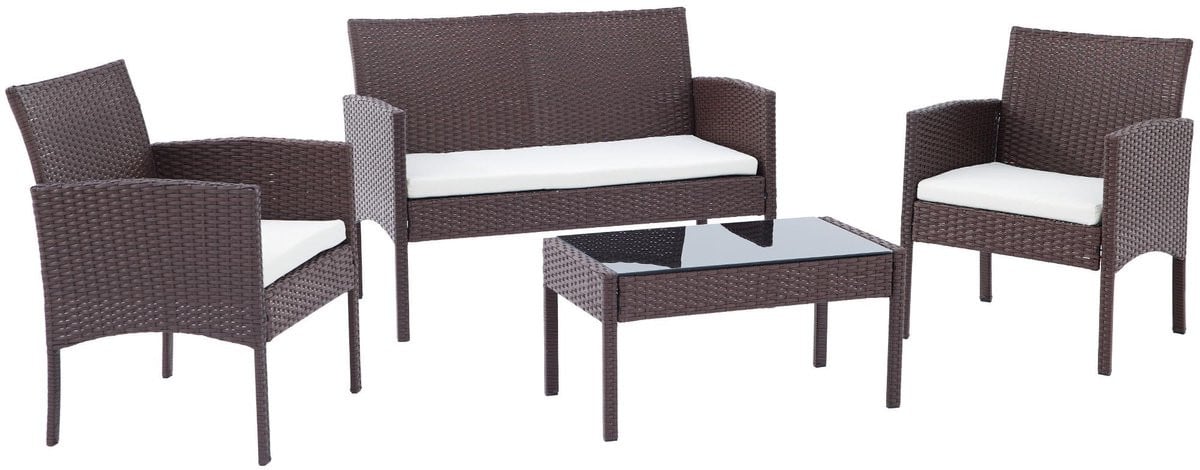 CLP Ramunda Loungeset met tafel en bank, wicker, bruin