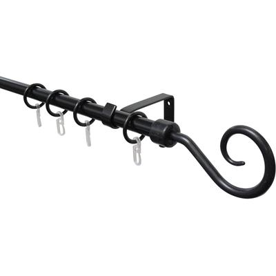 Gardinenstange GARDINIA "Set Metall" Gr. 1, schwarz, L:240cm, Aluminium, Gardinenstangen, 1-Lauf